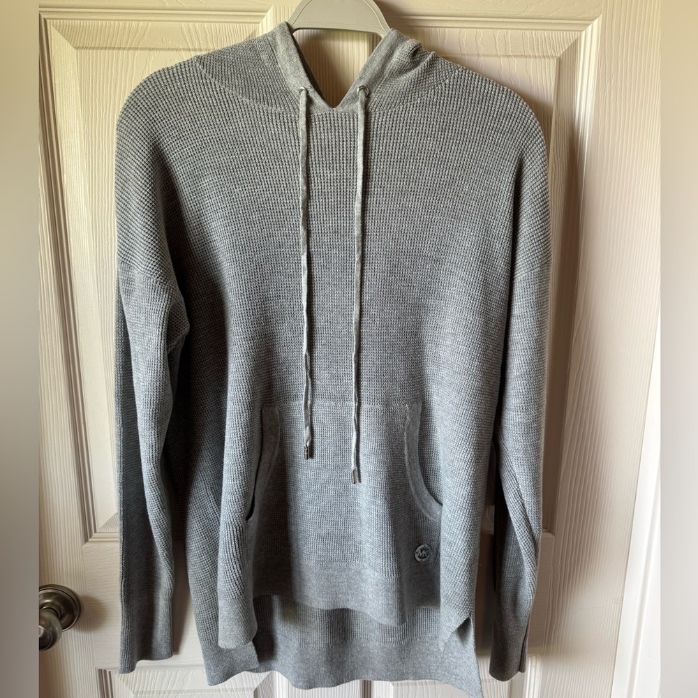 Michael Kors Women’s Waffle Gray Hooded Shirt Small